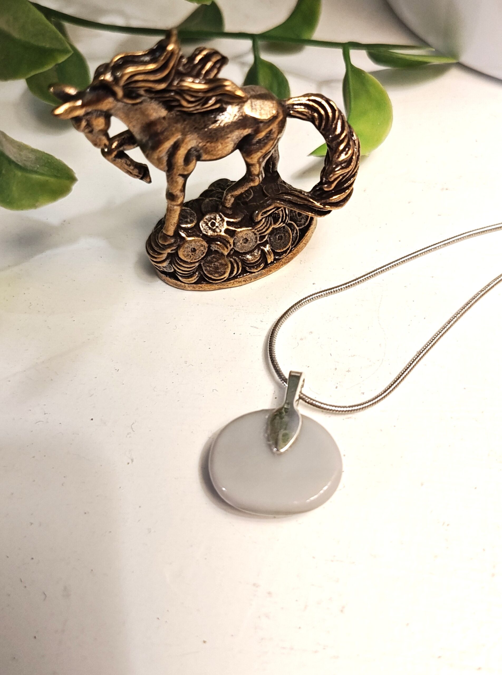 Southwest style one of a kind fused glass pendant necklace, Orange, turquoise and brown artisan handmade jewelry - Image 5