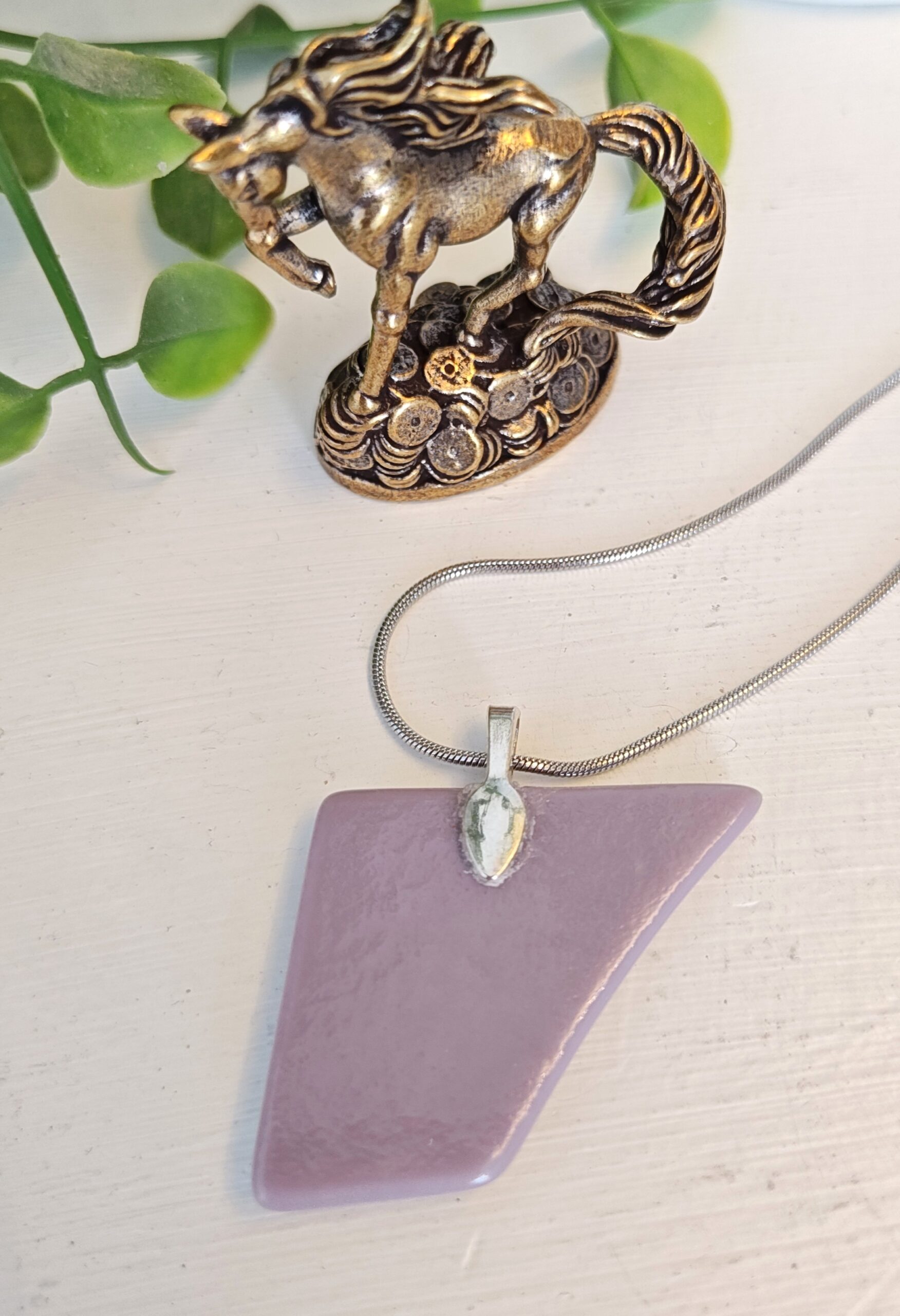 One of a kind textured asymmetric purple and dichroic sparkly pendant necklace, Handmade festival jewelry - Image 5