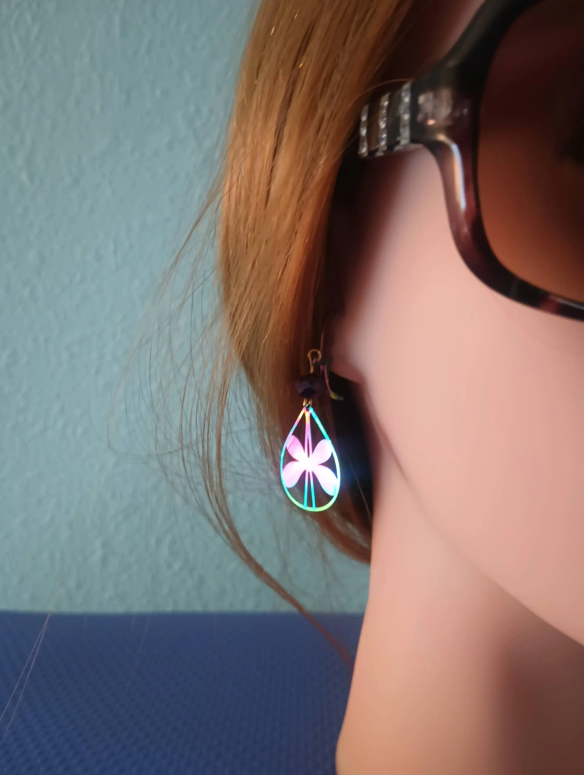 Ionized Rainbow Butterfly Filigree Cutout Metal Dangle Earrings Iridescent Boho - Image 2