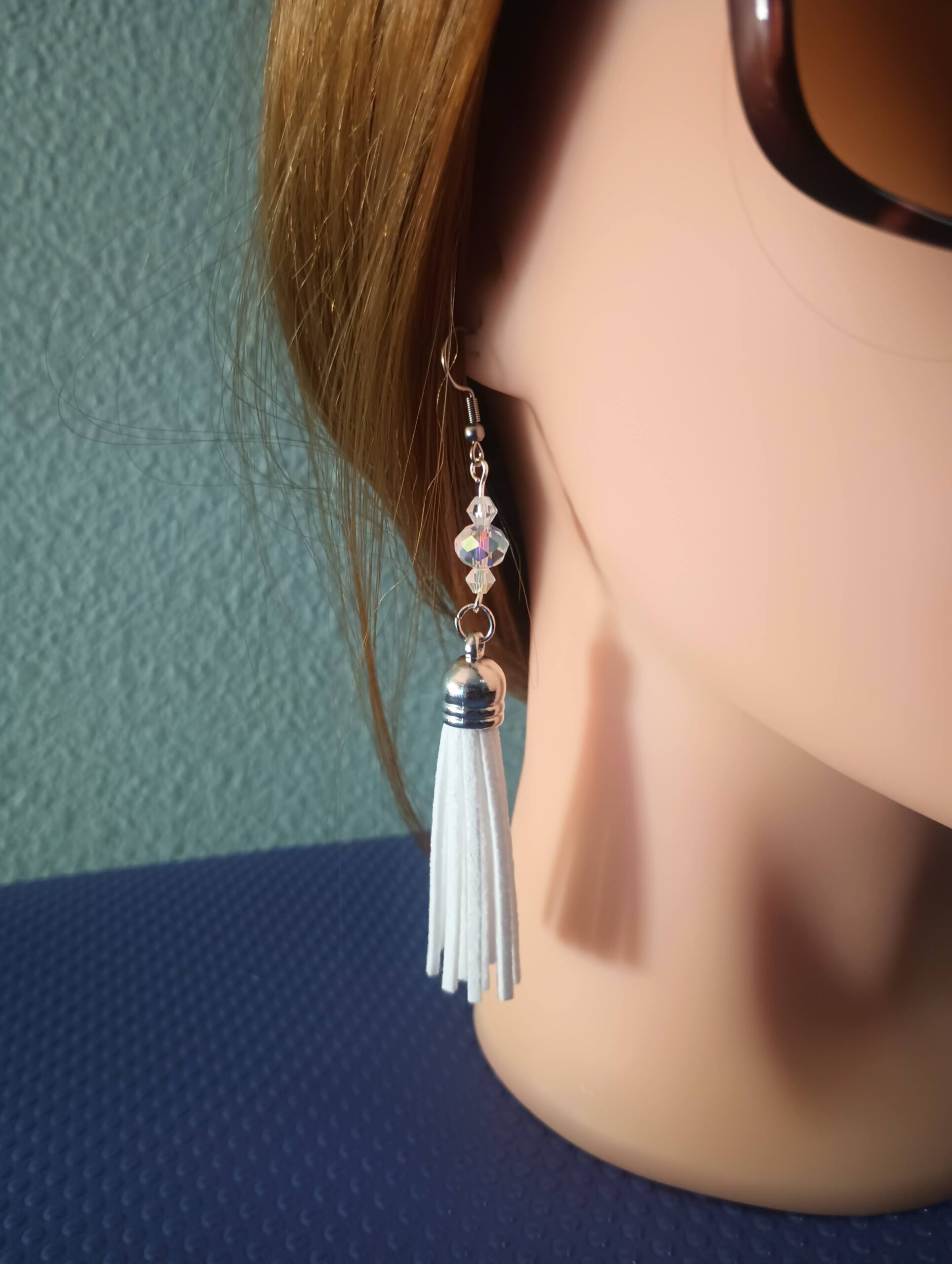 ✨ Icy Glam White Tassel Dangle Earrings with Crystal Sparkle ✨ Modern Boho - Image 5