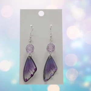 ✨ Lavender Dream Butterfly Wing Dangle Earrings – Whimsical Fairycore Sparkle ✨