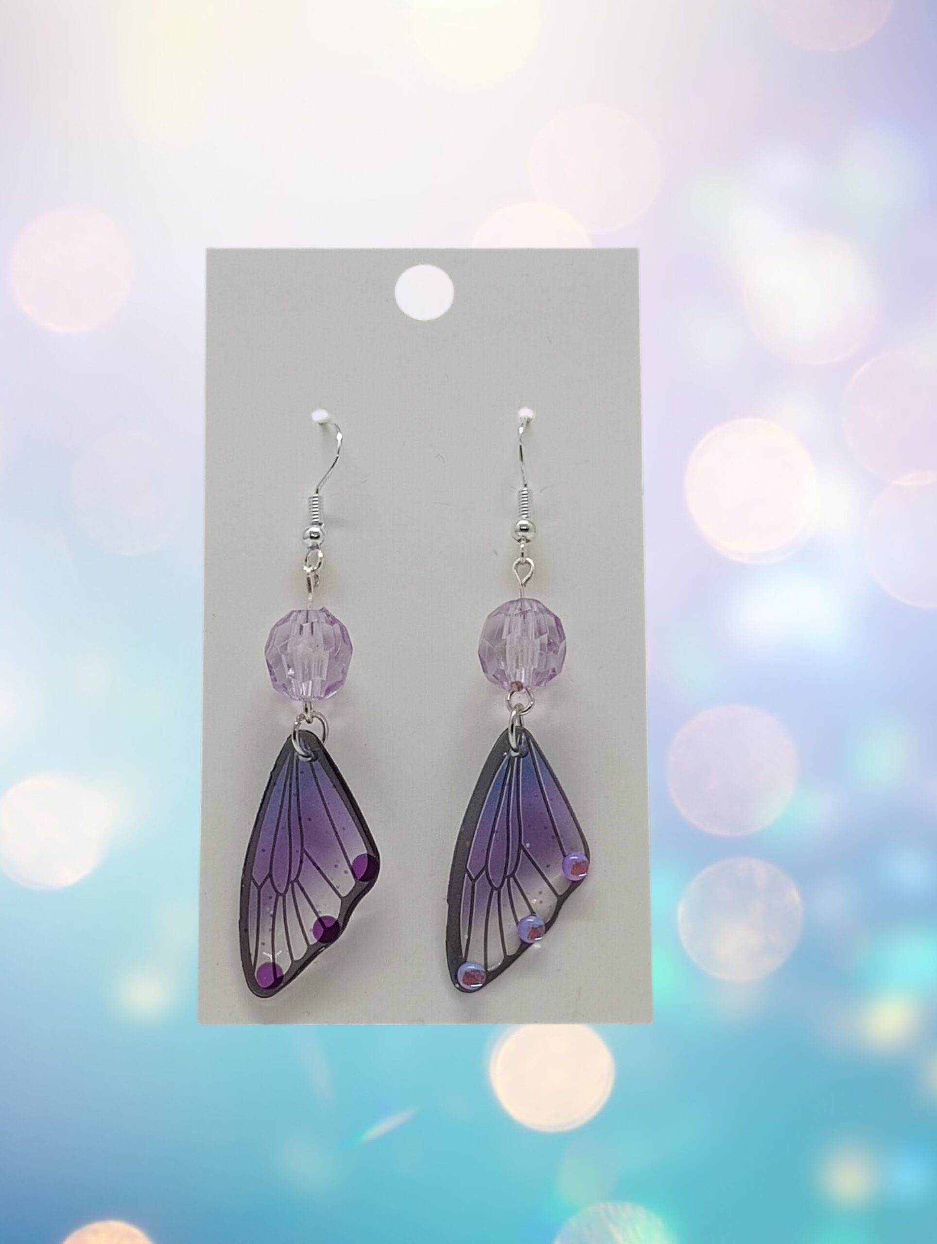✨ Lavender Dream Butterfly Wing Dangle Earrings – Whimsical Fairycore Sparkle ✨