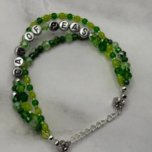 Can of Peas Bracelet | Green Beaded Multi-Strand | Silver or Gold Finish