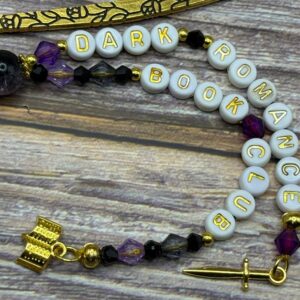 Dark Romance Book Club | Handmade Beaded Bookmark | Sword + Book Charms