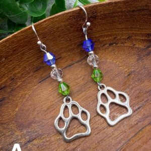 Paw Print Charm Earrings – Seattle-Inspired Blue & Green Set | Silver