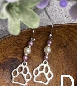 Paw Print Charm Earrings – Spirited Purple Sets in Gold and Silver