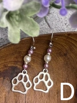 Paw Print Charm Earrings – Spirited Purple Sets in Gold and Silver