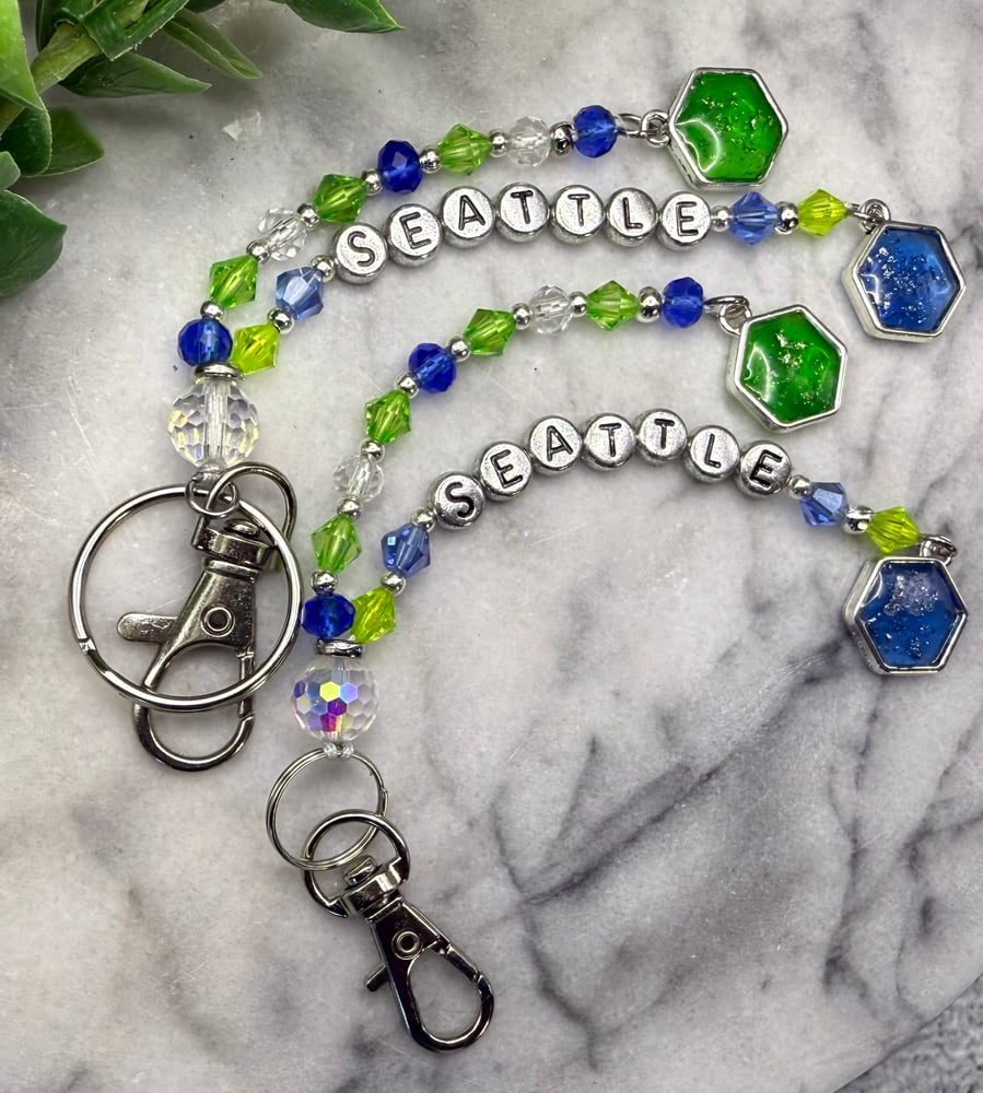 Seattle-Inspired Dual-Resin Keychain | Two Swivel Clasp Styles