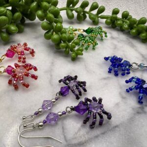 Spider Earrings | Seed Beads in Variety of Colors | Handmade Gothic Arachnid Jewelry