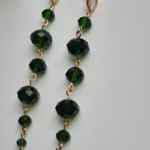 Green glass bead long Dangle Earrings