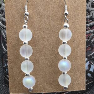 White opalesiant earrings