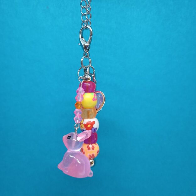 Spring Easter Bunny Purse Charm Keychain