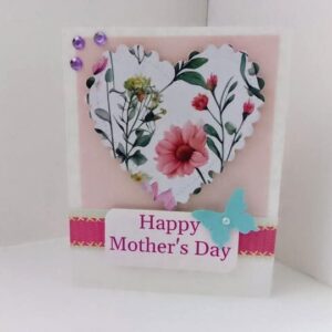C68 Handmade Blank 3d Mother's Day card with 3d heart.