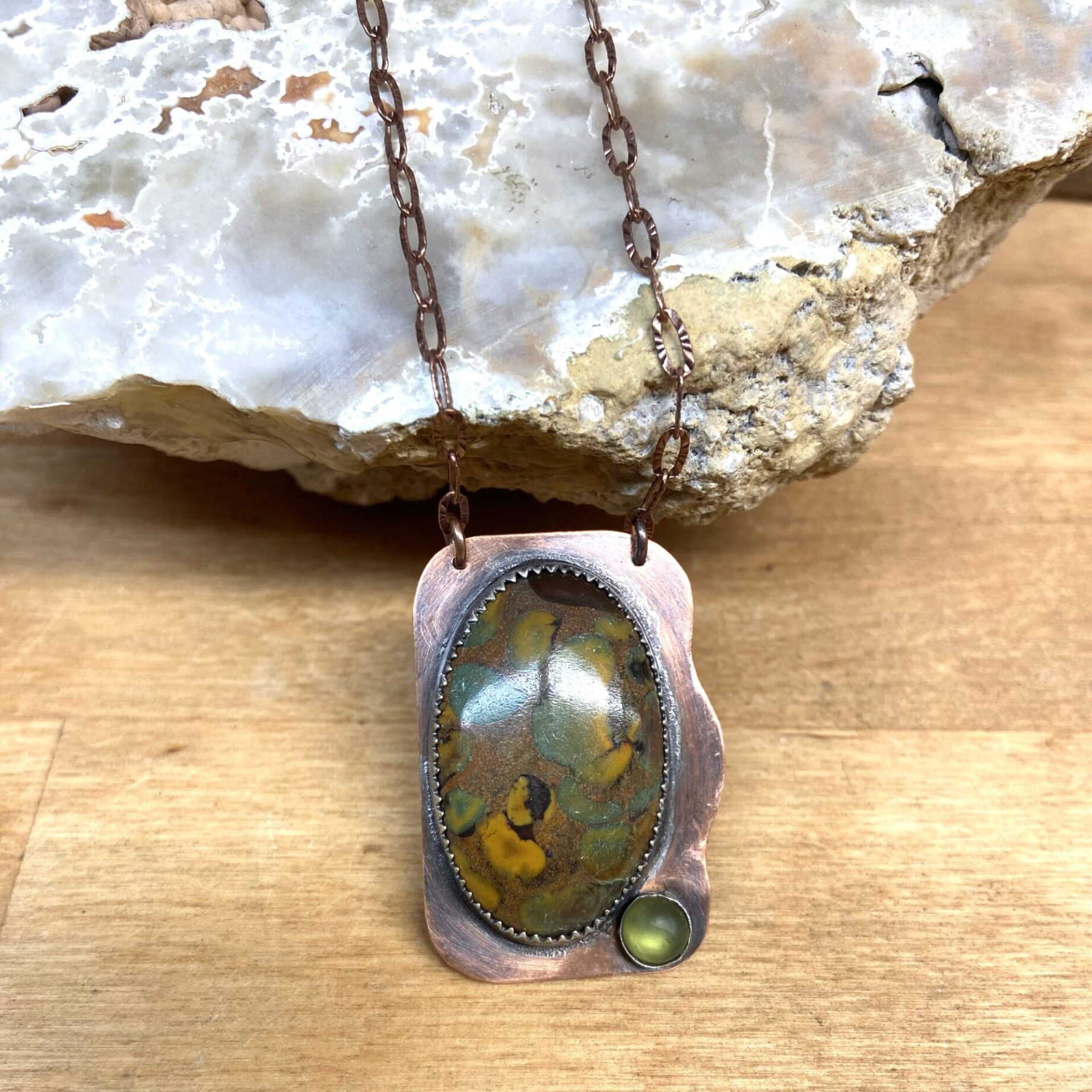 Adobe Jasper and Citrine Necklace on Copper and Silver