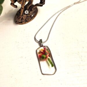 Lime green and dark pink handmade abstract floral pendant necklace, One of a kind festival jewelry