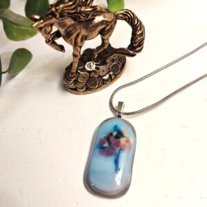 Purple with purple colored abstract flower pendant necklace, Artisan handmade festival jewelry