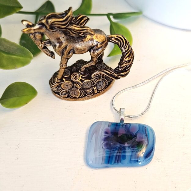 Abstract blue, purple and violet pendant necklace, Hand crafted one of a kind jewelry