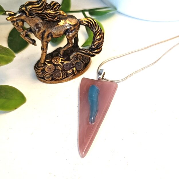 90s style purple and blue abstract pendant necklace, Artisan handmade one of a kind jewelry