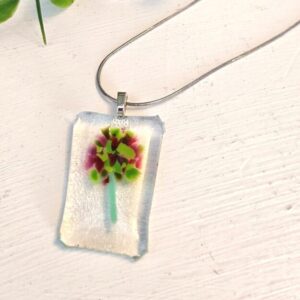 Iridescent lime green and burgundy asymmetrical pendant necklace, One of a kind artisan statement jewelry