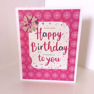 C59 Handmade A2 Greeting card for her, Pink floral card