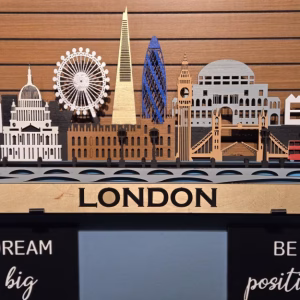 3D London Cityscape Wood Wall Art: Sculptures LED Backlight, Remote Control