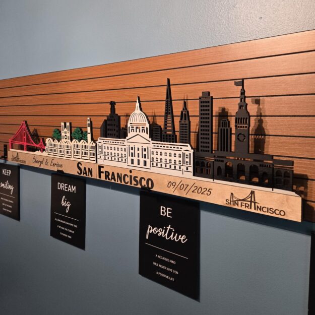 San Francisco Skyline Wood Wall Art: Sculptures 3D Layered LED Cityscape
