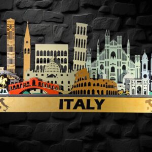 3D Italy Cityscape: Sculptures Laser Cut Wooden Wall Art with LED Backlight