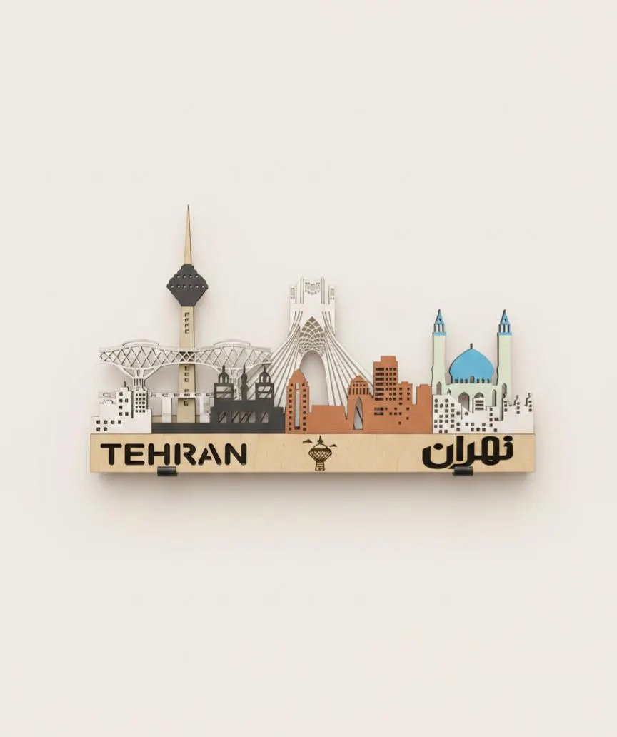 Tehran City Skyline: Sculptures 3D Layered Wooden Wall Art with LED Backlight - Image 3
